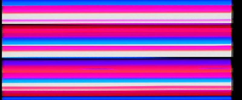 Another Romp Through the IP, still image showing horizontal stripes of blue, pink, red, and white